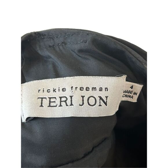 Teri Jon Rickie Freeman Pleated Detail Studded A-Line Midi Dress Women’s Black S - Picture 4 of 8